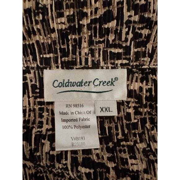 Coldwater Creek Womens XXL Black & Beige Abstract Button-Front Blouse 3/4 Sleeve - Picture 4 of 7